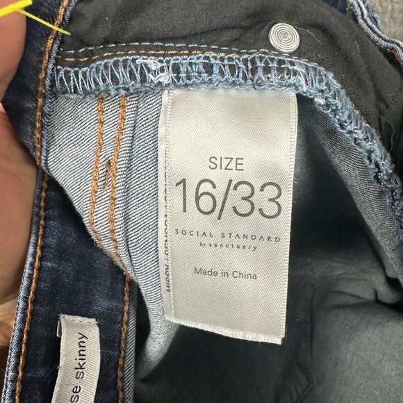 Social Standard By Sanctuary Womens 16/33 High-Rise Skinny Jeans Dark Wash - Picture 3 of 14